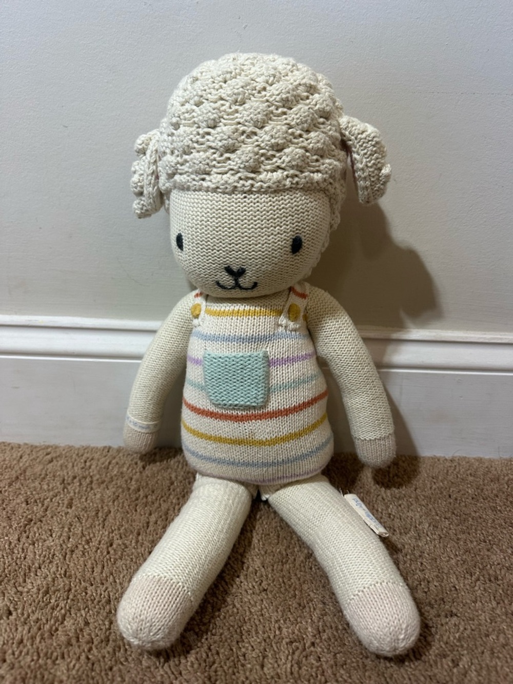 Cuddle + Kind Avery Lamb Knit Plush Doll Stuffed Animal Handmade Large 19” Peru